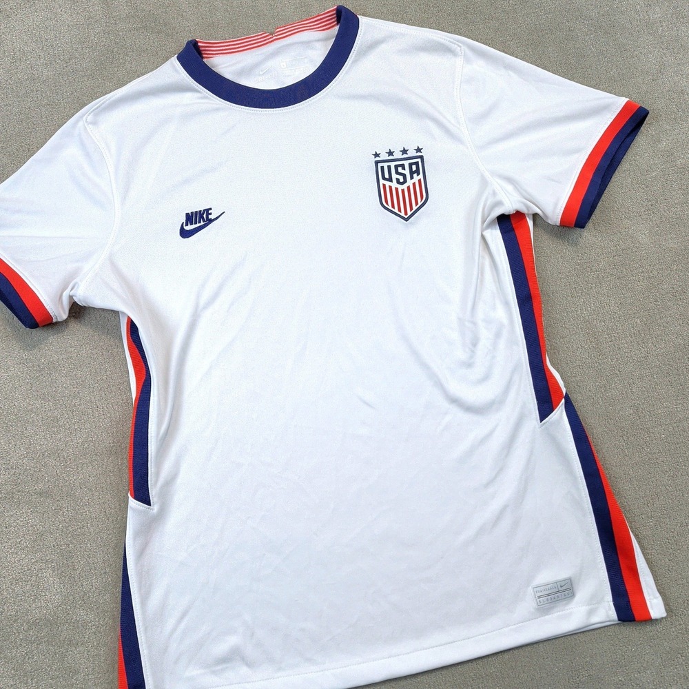 Nike USA Soccer Jersey Womens Large White USWNT 4 Star Crest Dri-FIT CD0908-100